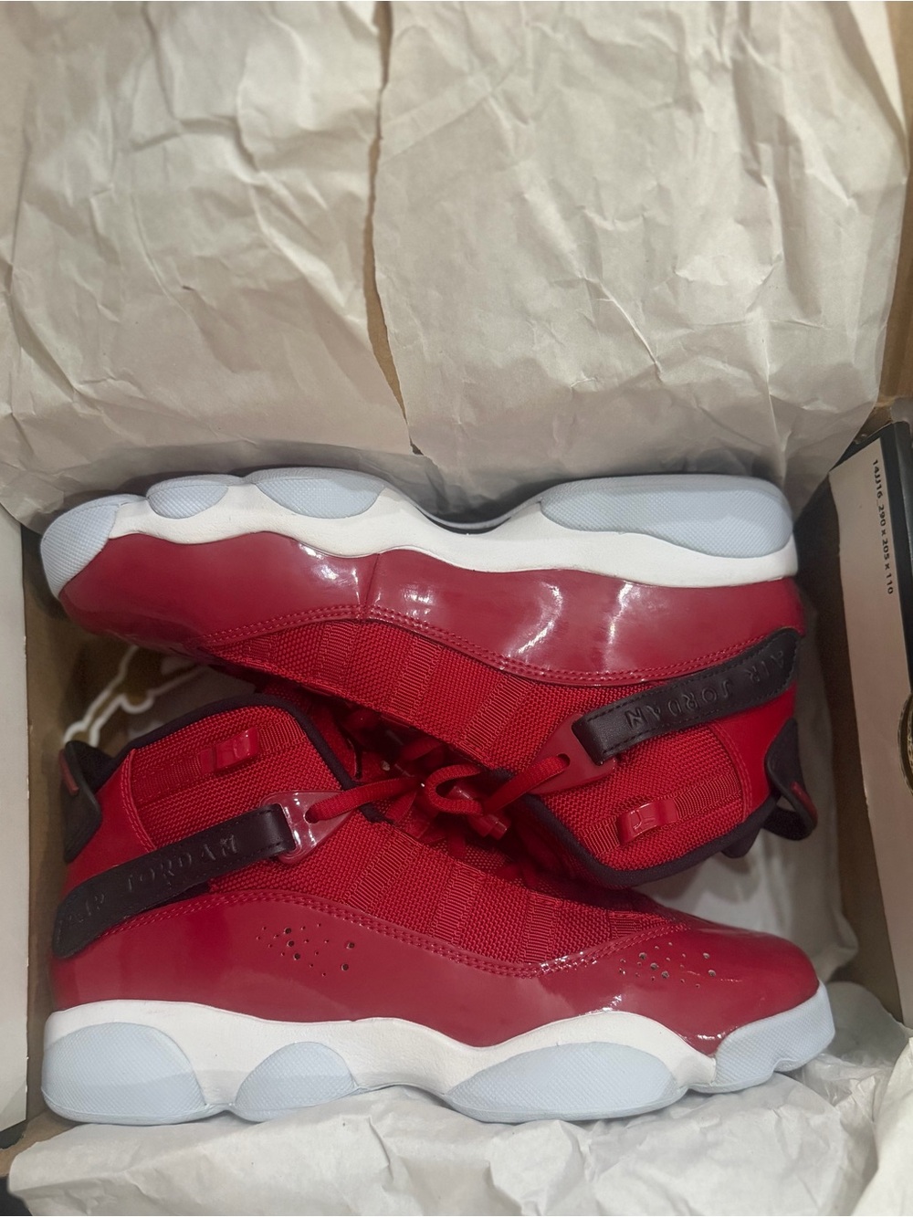 Jordan 6 Rings Kids Red and White Mid-Top Sneaker